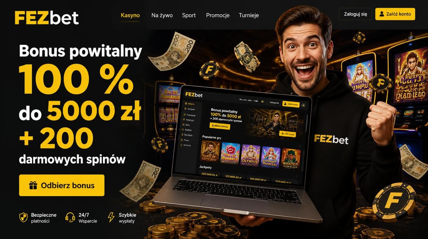 Obrazek przedstawiający bonus powitalny Kasyno Fezbet – oferta powitalna z darmowymi spinami