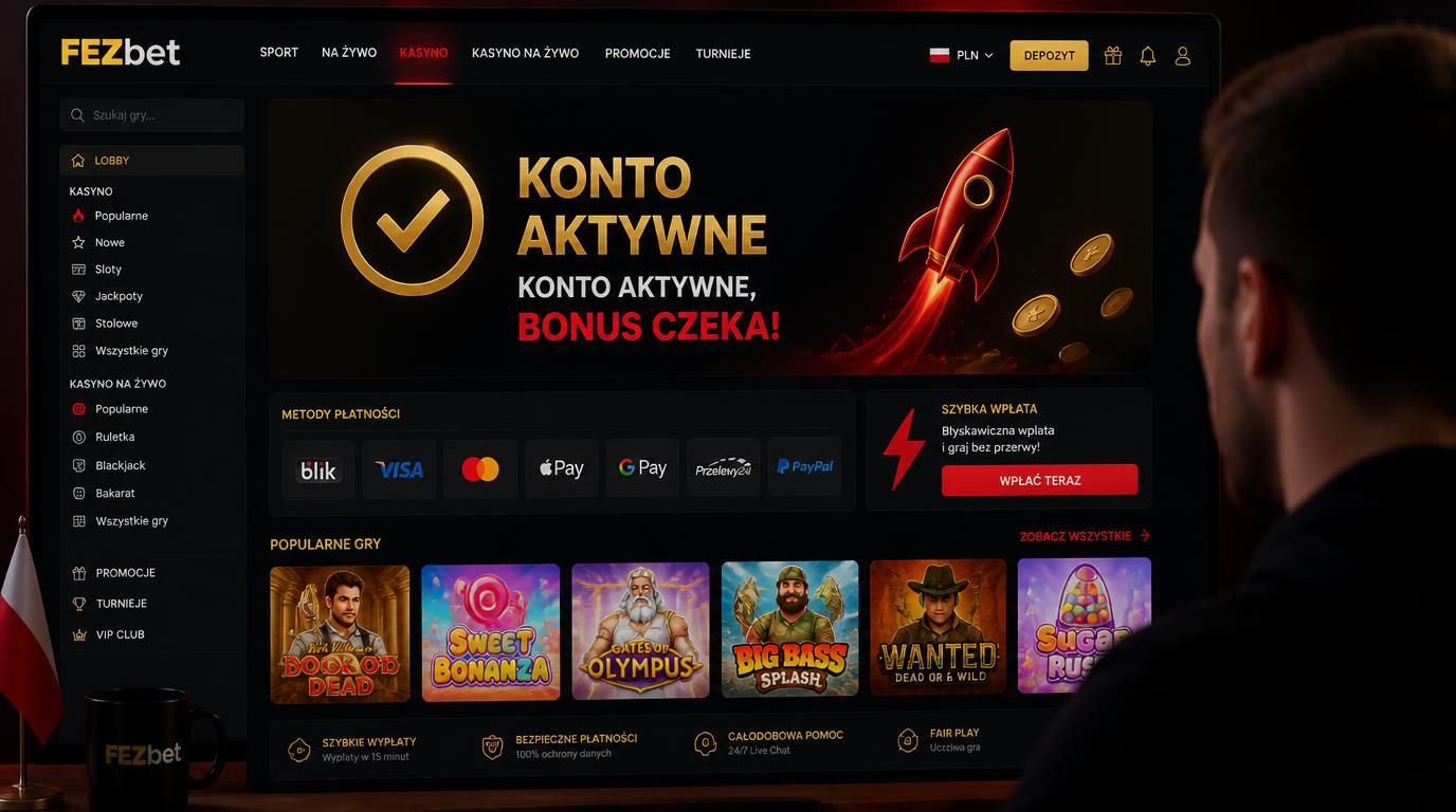 Interfejs Fezbet – konto po rejestracji